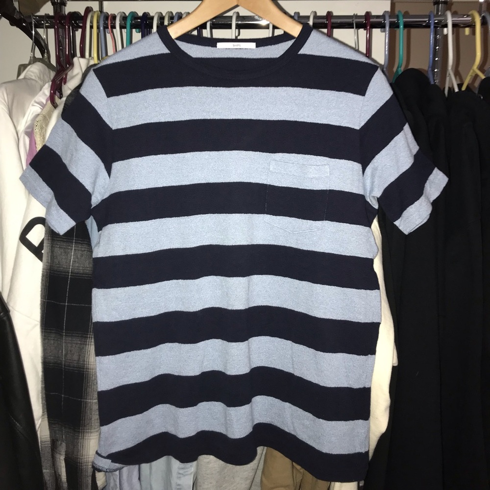 BLUE & BLACK STRIPED TEE SHIRT